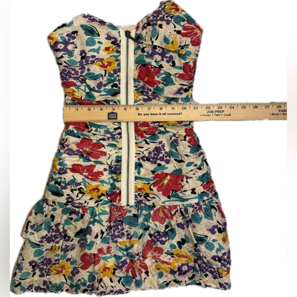 Tibi Silk Floral Ruched Zip Mini Dress Size 2 - Picture 2 of 7